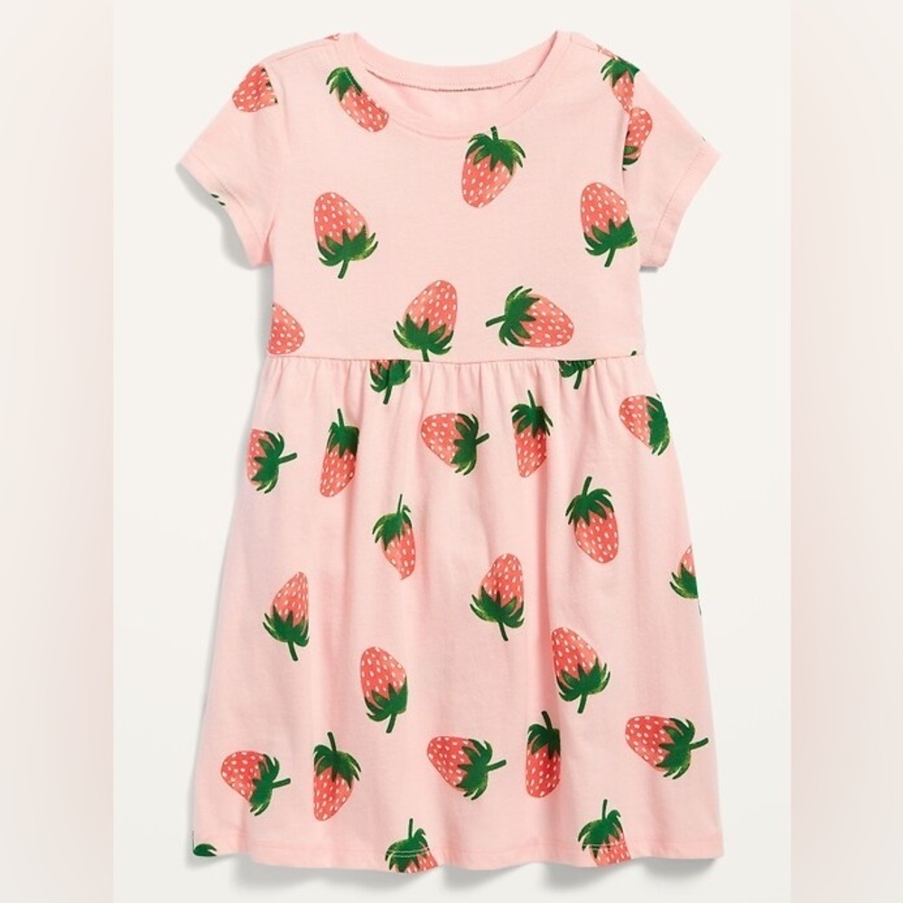 Old navy fit and flare Strawberry Print Pink Dress 3T girls